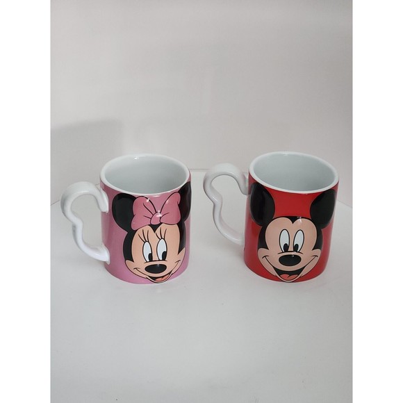 MICKEY MOUSE & MINNIE 3D Ceramic Coffee Cup Set Bundle of 2 Mugs - Picture 1 of 4
